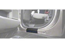 Rear Door Sill Protection with Super Duty Logo; TUF-LINER Black; Blue (17-22 F-250 Super Duty SuperCrew)