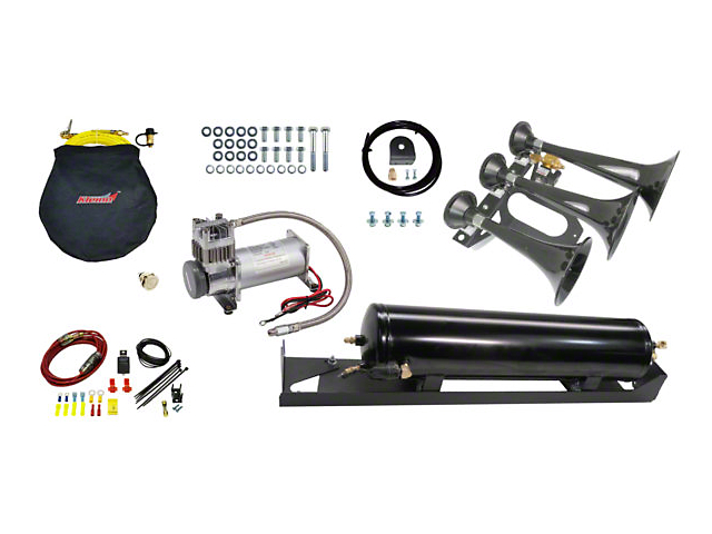 Direct Fit Onboard Air System and Model 230 Beast Triple Train Horn; Spare Tire Delete Mount (17-22 F-350 Super Duty)