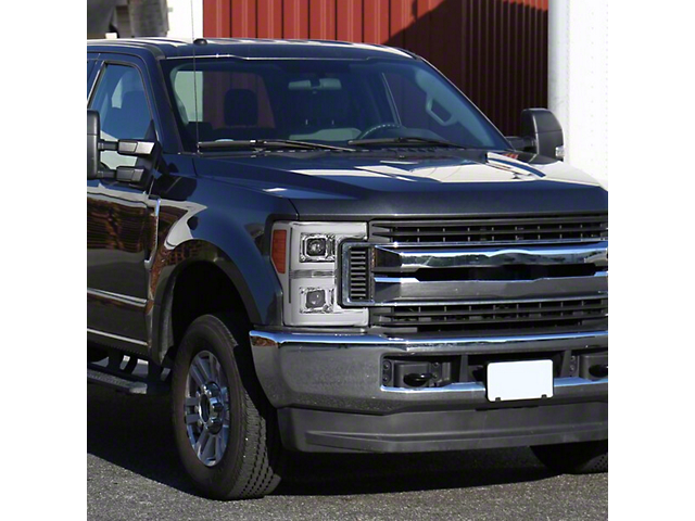 Projector Headlights with Sequential Turn Signals; Chrome Housing; Clear Lens (17-19 F-350 Super Duty w/ Factory Halogen Headlights)