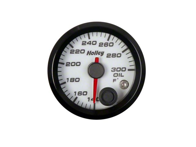 Holley 2-1/16-Inch Analog Style Oil Temperature Gauge; White (Universal; Some Adaptation May Be Required)