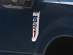 SEC10 Fender Badge Printed Decals; Real Flag (17-22 F-250 Super Duty)