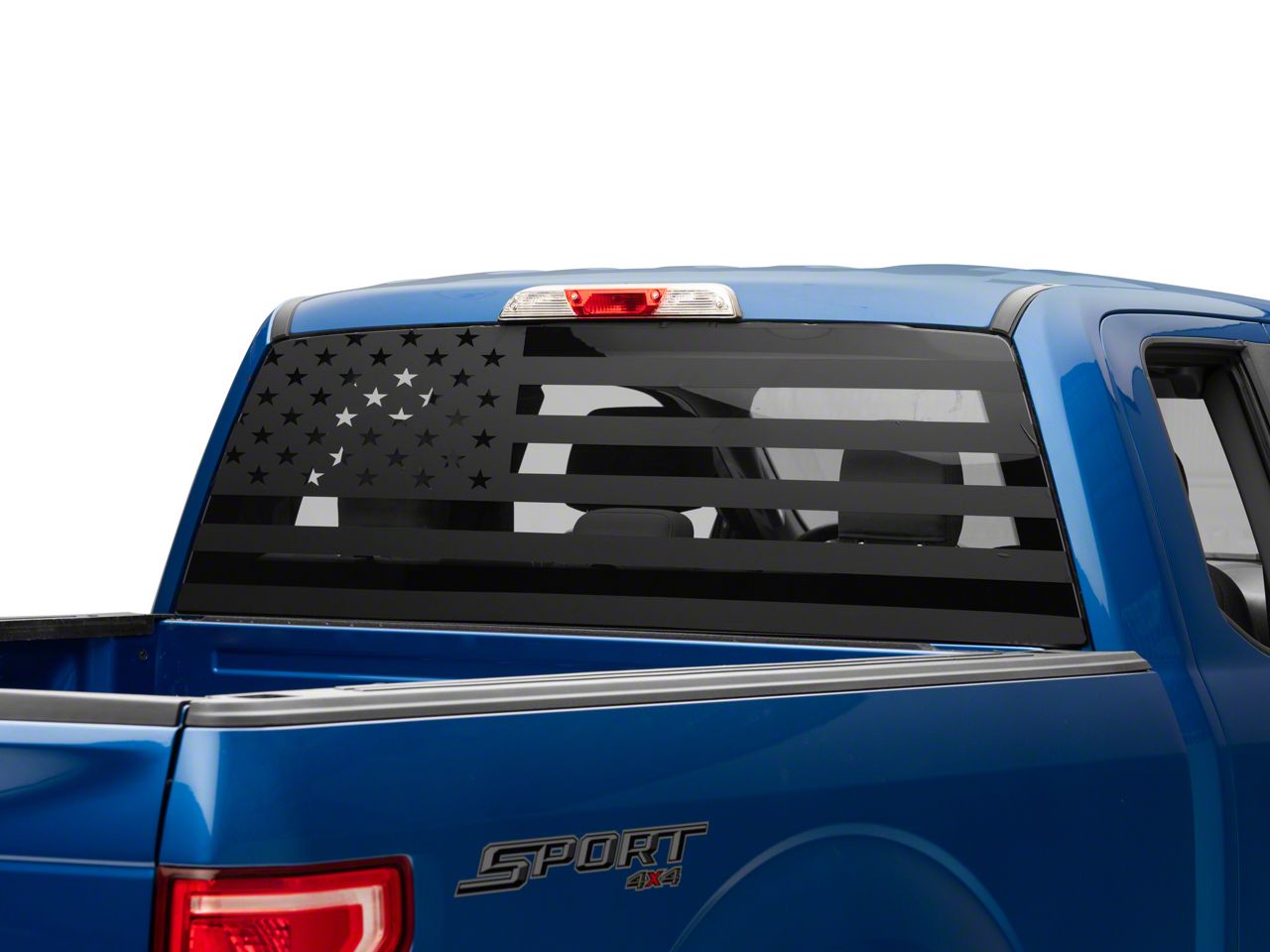 SEC10 F-250 Super Duty Full Window American Flag Decal; Matte Black ...