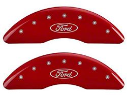 MGP Red Caliper Covers with Ford Oval Logo; Front and Rear (13-22 F-250 Super Duty)