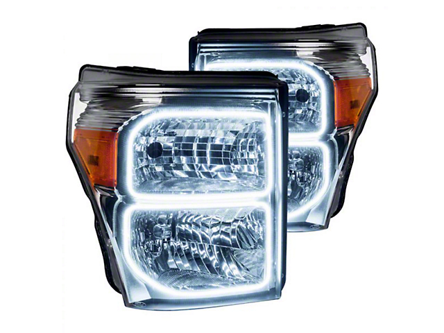 Oracle OE Style Headlights with LED Halo; Chrome Housing; Clear Lens; (11-16 F-350 Super Duty)
