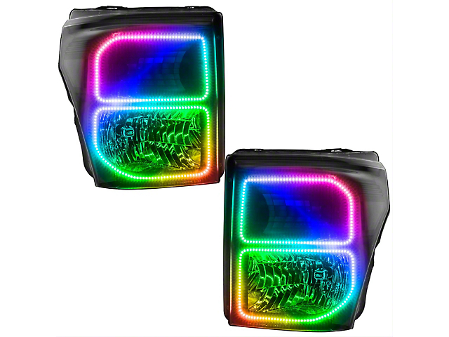 Oracle OE Style Headlights with ColorSHIFT Halo; Black Housing; Clear Lens; (11-16 F-350 Super Duty)