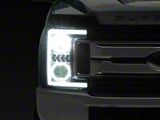 3D LED DRL Projector Headlights with Amber Corners; Chrome Housing; Clear Lens (17-19 F-250 Super Duty w/ Factory Halogen Headlights)