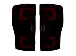 OLED Tail Lights; Black Housing; Dark Red Smoked Lens (17-19 F-250 Super Duty w/ Factory Halogen Tail Lights)