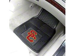 Vinyl Front Floor Mats with University of Southern California Logo; Black (Universal; Some Adaptation May Be Required)
