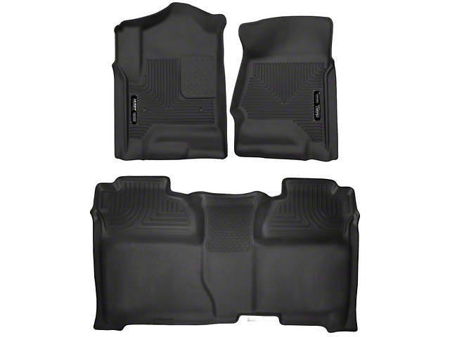 Husky Liners X-Act Contour Front and Second Seat Floor Liners; Black (15-19 Sierra 2500 HD Crew Cab)