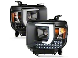 Raxiom Axial Series Projector Headlights; Black Housing; Clear Lens (14-15 Sierra 1500 w/ Factory Halogen Headlights)