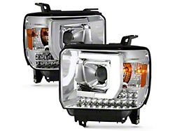 Axial Projector Headlights; Chrome Housing; Clear Lens (14-15 Sierra 1500 w/ Factory Halogen Headlights)