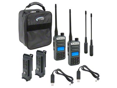 Rugged Radios GMR2, GMRS and FRS Two Way Handheld Radios with XL Batteries and Long Range Antennas; Grey