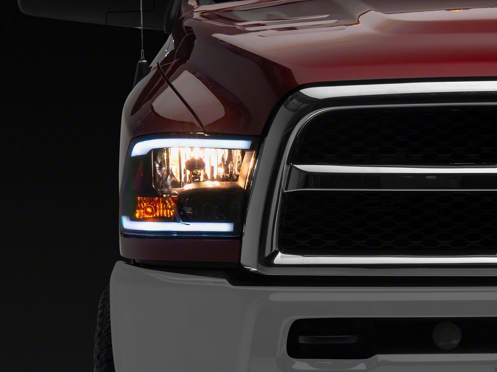 Raxiom Axial Series Headlights with LED Bar; Black Housing; Clear Lens