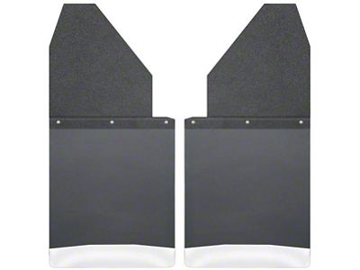 14-Inch Wide KickBack Mud Flaps; Front or Rear; Textured Black Top and Stainless Steel Weight (Universal; Some Adaptation May Be Required)