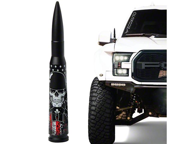 EcoAuto Bullet Antenna; American Skull Black (21-24 Bronco)