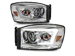 Axial LED DRL Projector Headlights; Chrome Housing; Clear Lens (06-09 RAM 2500)