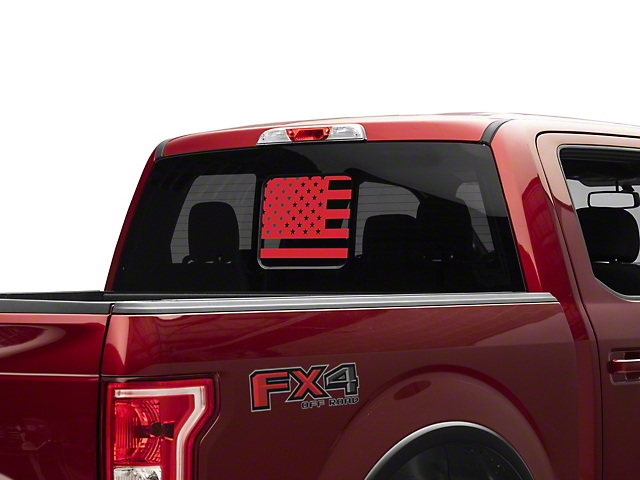 SEC10 Middle Window American Flag Decal; Red (11-22 F-350 Super Duty)