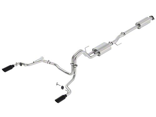 Ford Performance by Borla Sport Dual Exhaust System with Black Chrome Tips; Rear Exit (15-20 2.7L EcoBoost F-150)