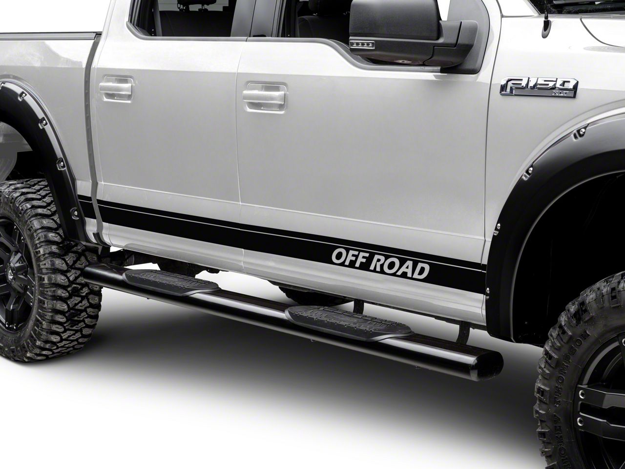 SEC10 F-150 Rocker Stripes with Off Road Lettering; Matte Black T527969 ...