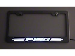 Polished License Plate Frame with F-150 Logo; Solid Bright Red Inlay (Universal; Some Adaptation May Be Required)