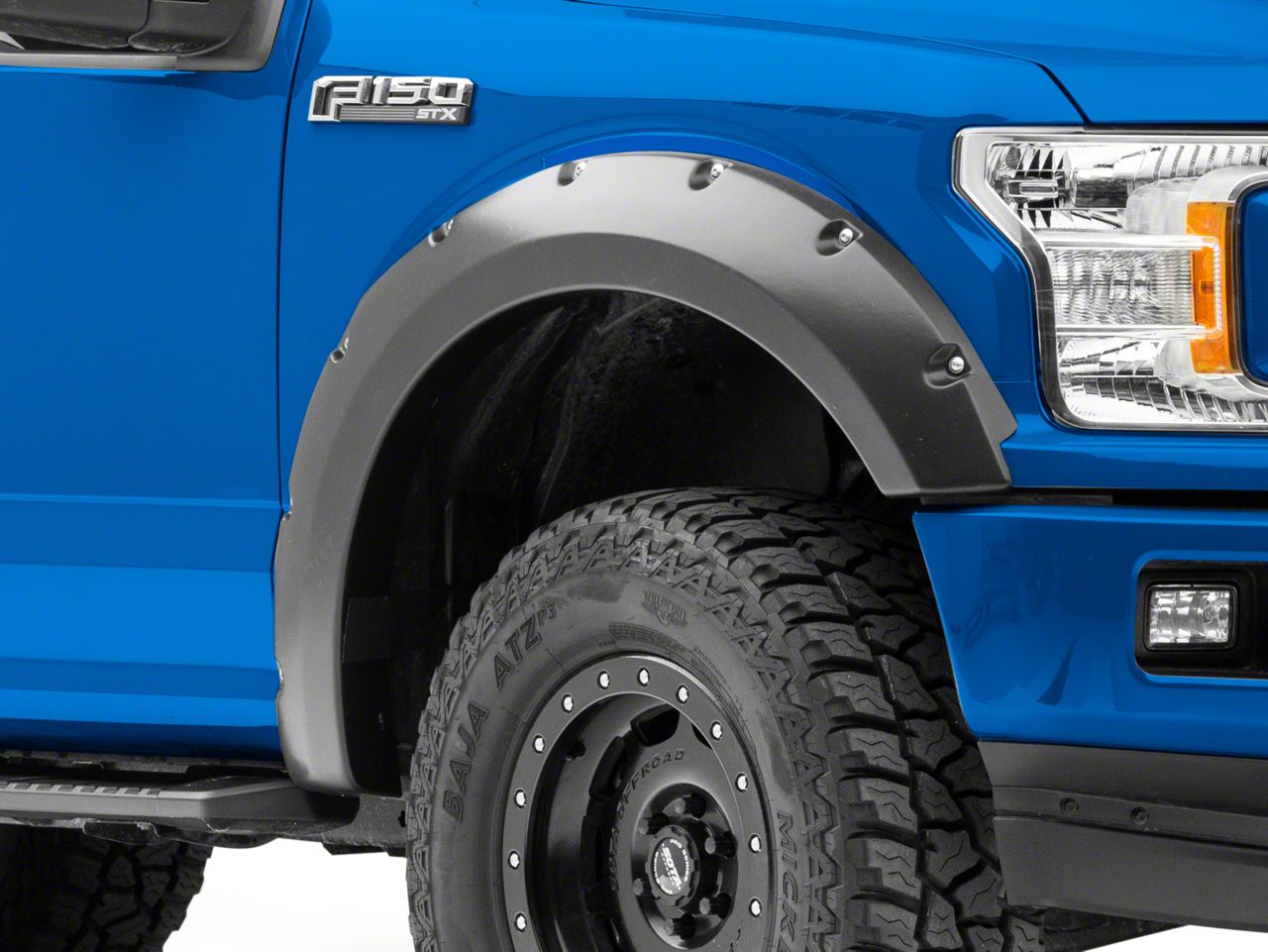 Pocket Riveted Style in Paintable Smooth Matte Black Incompatible with Lane Keeping Sensors 4 Piece Set Galaxy Auto Fender Flares for 2018-20 Ford F150 