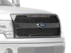 RedRock 4x4 Baja Upper Replacement Grille with LED Lighting and Emblem Housing; Charcoal (09-14 F-150, Excluding Raptor)