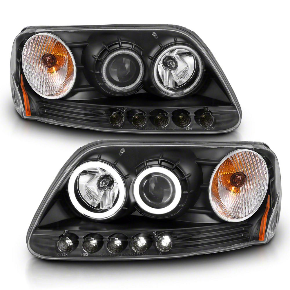 Raxiom Super White LED Halo Projector Headlights; Black Raxiom Super White LED Halo Projector Headlights; Black
