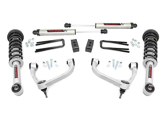 Rough Country 3-Inch Bolt-On Upper Control Arm Suspension Lift Kit with V2 Monotube Shocks (14-20 4WD F-150 SuperCab, SuperCrew, Excluding Raptor)
