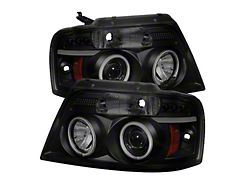 Version 2 CCFL Halo Projector Headlights; Black Housing; Smoked Lens (04-08 F-150)
