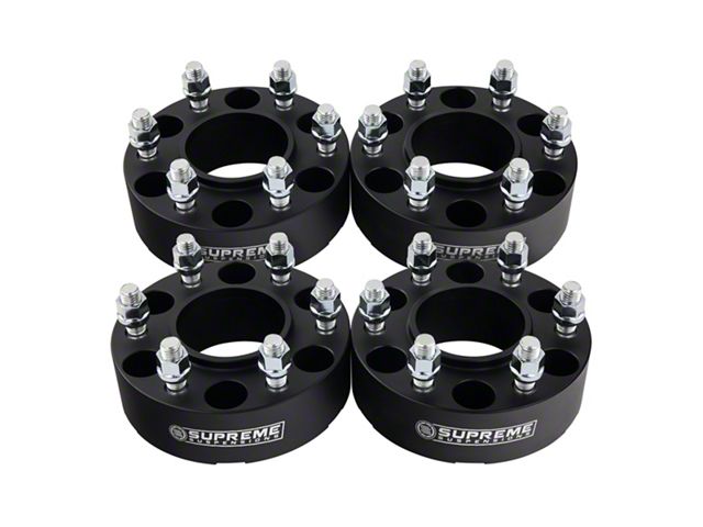 Supreme Suspensions 2-Inch Pro Billet Hub and Wheel Centric Wheel Spacers; Black; Set of Four (22-24 Bronco Raptor)
