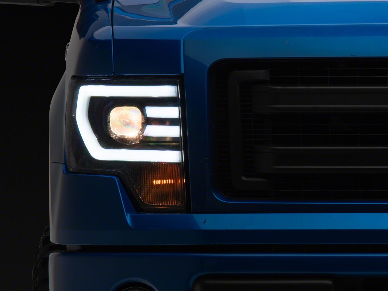 F 150 Led Drl Projector Headlights With Clear Corners Black Housing Clear Lens 09 14 F 150 W 8654