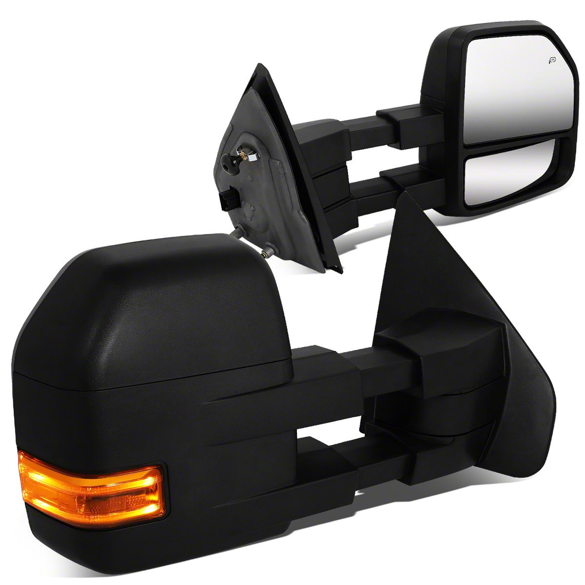 AERDM F150 Towing Mirrors fit 2015-2018 with Auxiliary/Puddle Lights Signal Indicator and Linear arrow light Power Operation Heated Black Housing with 22pin to 8pin adapter
