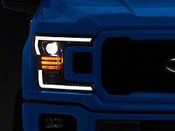 AlphaRex PRO-Series Projector Headlights; Jet Black Housing; Clear Lens (18-20 F-150 w/ Factory Halogen Headlights)