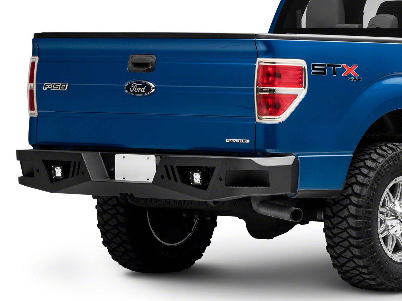 F-250 Super Duty Armour Rear Bumper with LED Lights; Black (17-22 F-250 ...