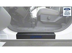Front Door Sill Protection with F-150 Logo; TUF-LINER Black; Blue (15-22 F-150)