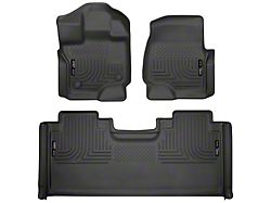 Husky WeatherBeater Front and Second Seat Floor Liners; Black (15-22 F-150 SuperCab)