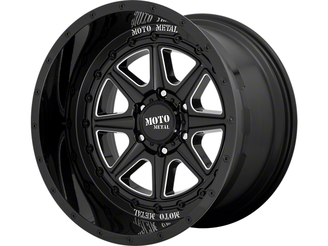 Moto Metal MO801 Phantom Gloss Black Milled 6-Lug Wheel; 22x12; -44mm Offset (16-23 Tacoma)