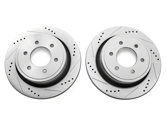 Proven Ground C&L Series Super Sport HD Cross-Drilled and Slotted Rotors; Rear Pair (12-14 F-150; 15-17 F-150 w/ Manual Parking Brake)