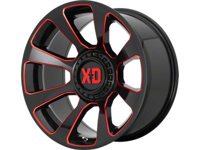 XD Reactor Gloss Black Milled with Red Tint 6-Lug Wheel; 20x9; 18mm Offset (2024 Tacoma)