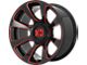 XD Reactor Gloss Black Milled with Red Tint 6-Lug Wheel; 20x9; 0mm Offset (16-23 Tacoma)
