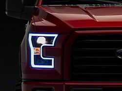 Light Bar DRL Projector Headlights; Gloss Black Housing; Smoked Lens (15-17 F-150 w/ Factory Halogen Headlights)