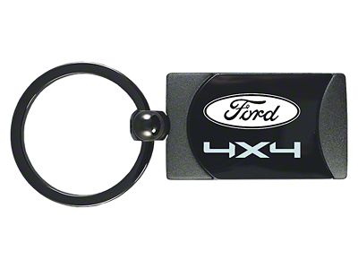 4x4 Ford Two-Tone Rectangular Key Fob; Gunmetal