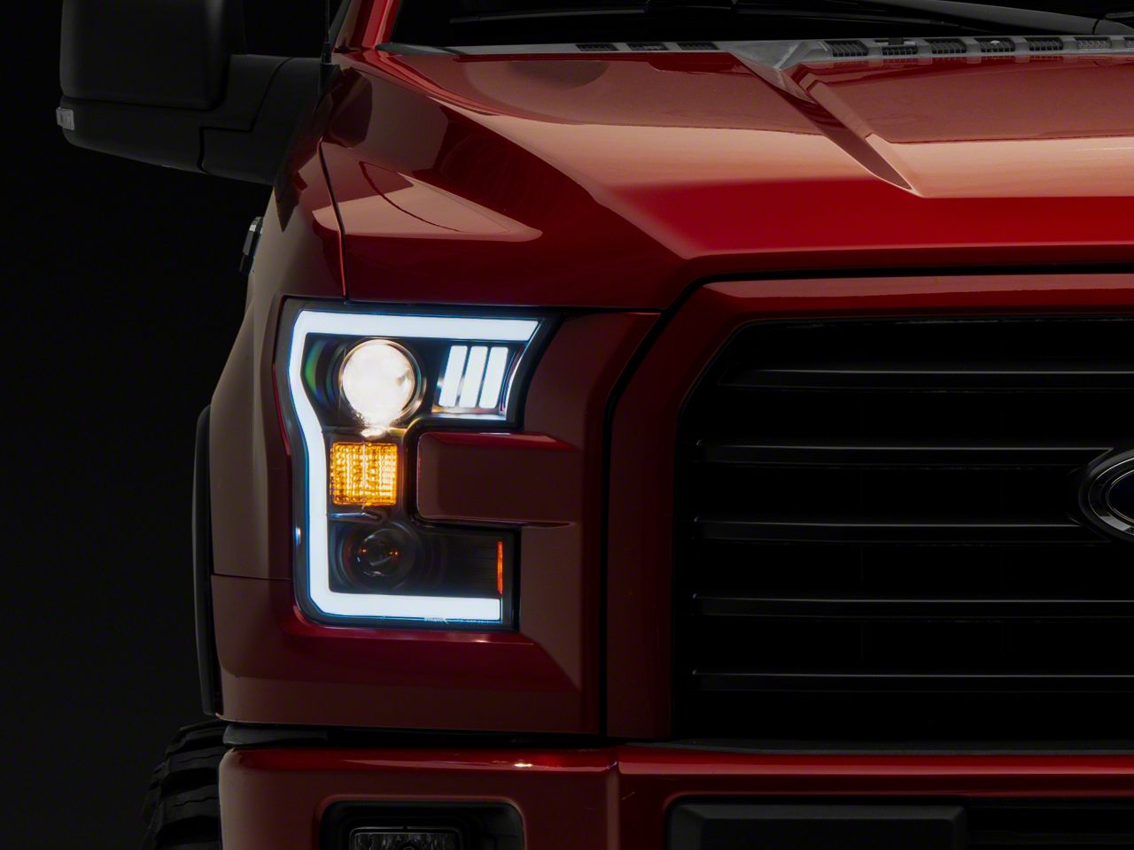 F 150 Led Bar Projector Headlights Matte Black Housing Clear Lens 15 17 F 150 W Factory 0084