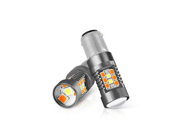 LED Chip Machine-Soldered Bulbs; White/Amber; 1157/BAY15D