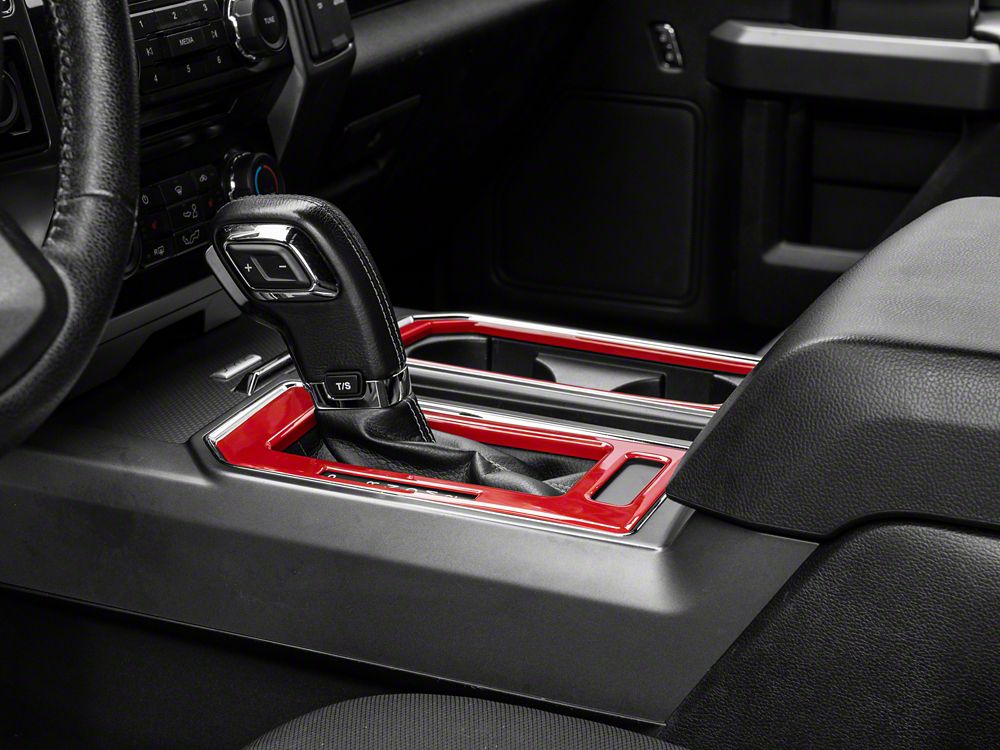 RedRock Center Console Shifter Trim Bezels; Red (15-20 F-150) | RedRock