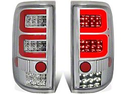 Lobo Dual C-Bar LED Tail Lights; Chrome Housing; Clear Lens (04-08 F-150 Styleside)