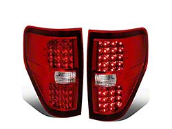 Full LED Tail Lights; Chrome Housing; Red Lens (09-14 F-150 Styleside)