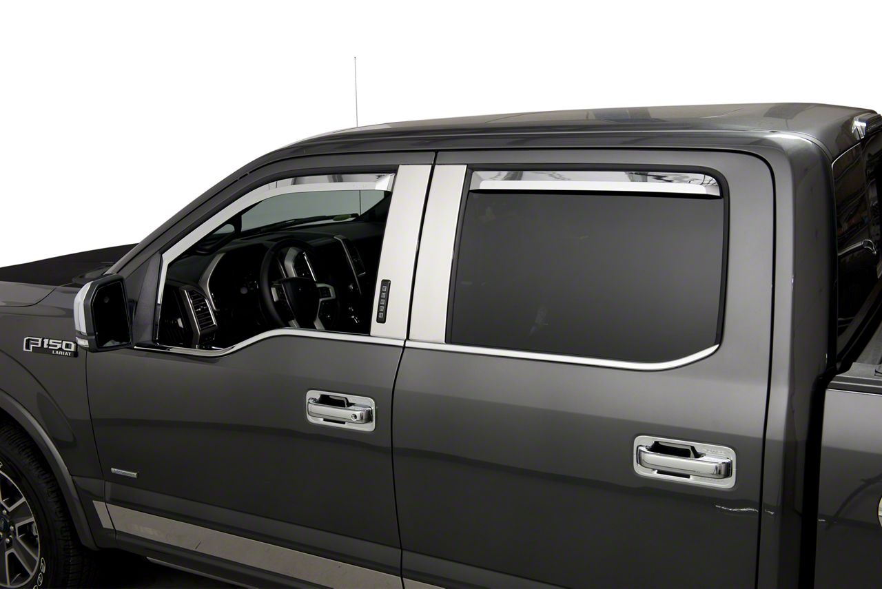 Putco F-150 Element Chrome Window Visors; Channel Mount; Front 480026 ...