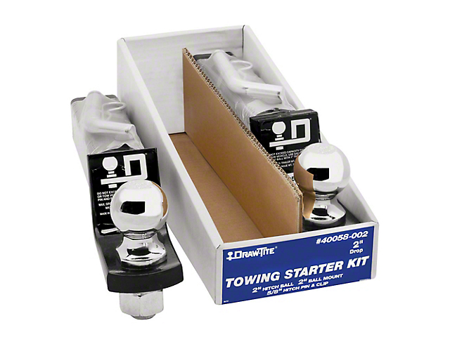 2-Inch Receiver Hitch Towing Starter Kit with 2-5/16-Inch Ball; 2-Inch Drop (Universal; Some Adaptation May Be Required)