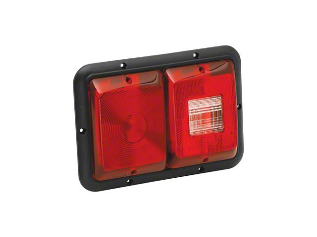 Trailer Tail Light 84; Recessed Double Horizontal Red, Backup; Black Base